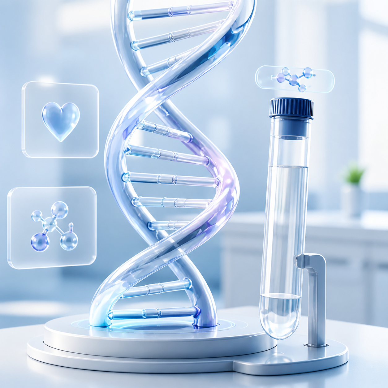 Модель ДНК и лабораторная пробирка